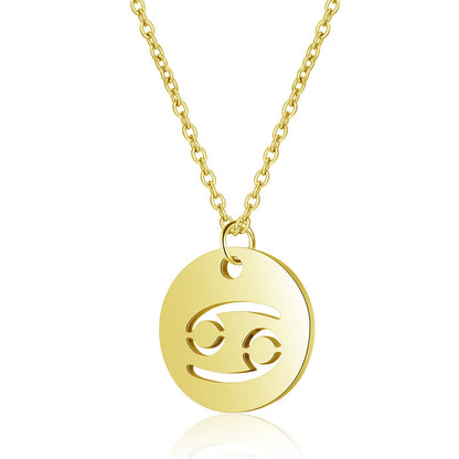 Twelve constellations titanium steel necklace