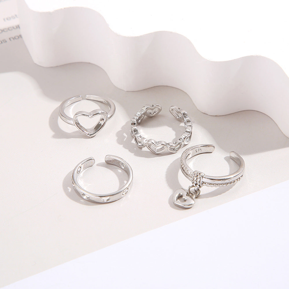 Hollow Heart Ring Set