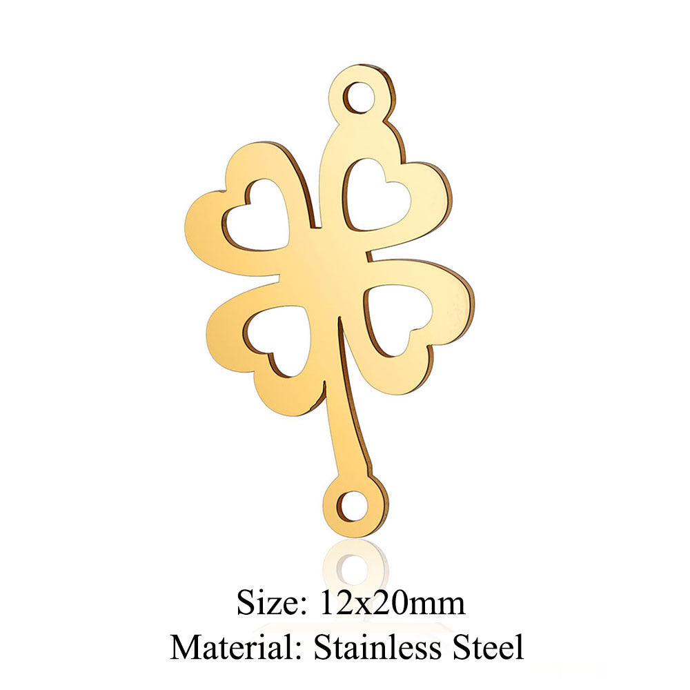 5 pcs/pack Four Leaf Clover Tree of Life Transfer Titanium Steel Pendant