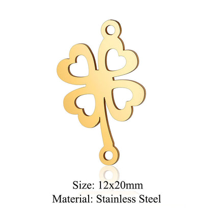 5 pcs/pack Four Leaf Clover Tree of Life Transfer Titanium Steel Pendant