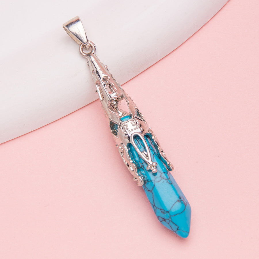 Crystal Agate Hexagonal Pyramid Pendulum Pendant