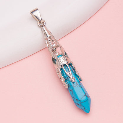 Crystal Agate Hexagonal Pyramid Pendulum Pendant