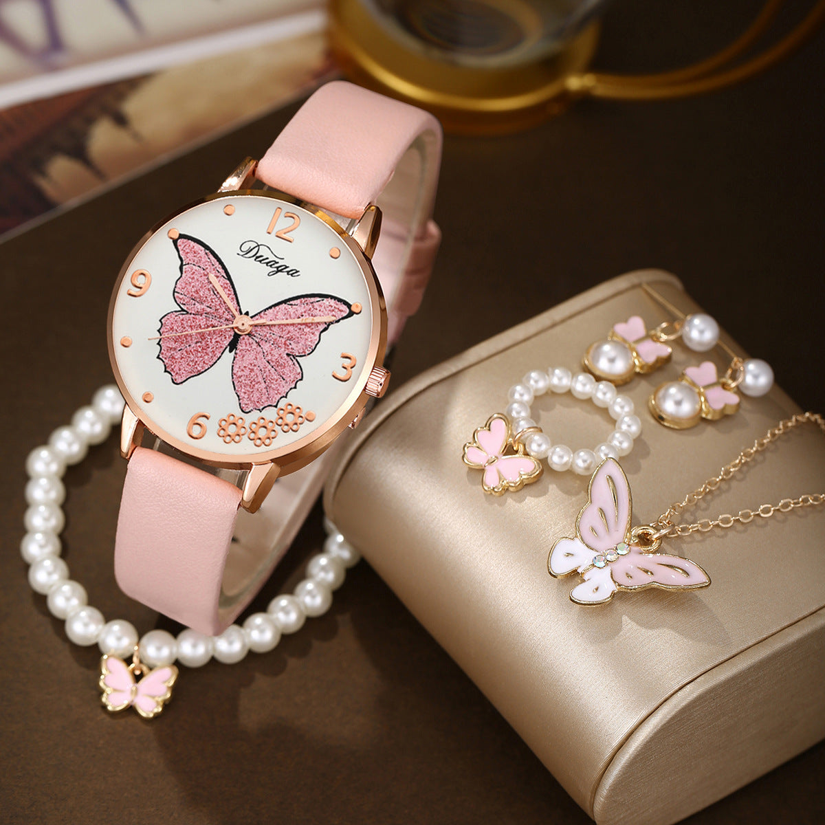 Butterfly Watch Pearl Butterfly Jewelry Set