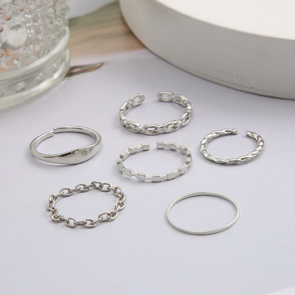 Adjustable Plain Ring Set (6-Piece)