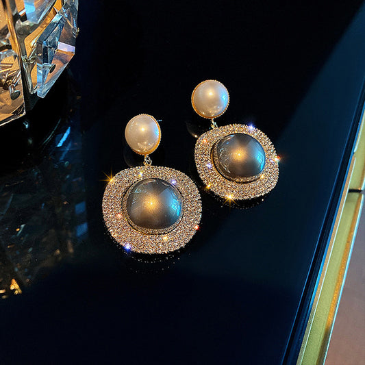 Pendientes de plata S925 con perlas y diamantes 