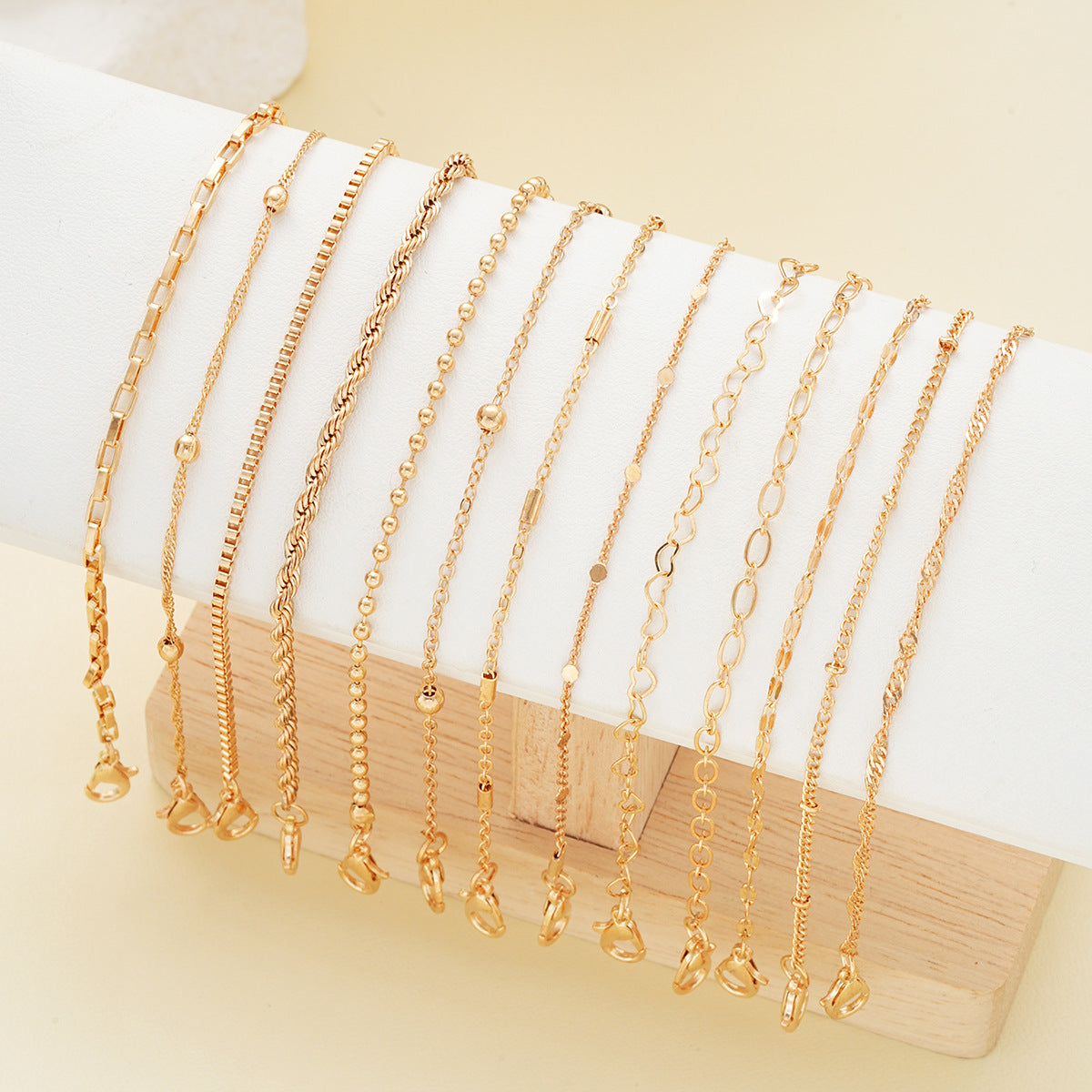 Gold Love Twist & Bead Bracelet Set (13-Piece)