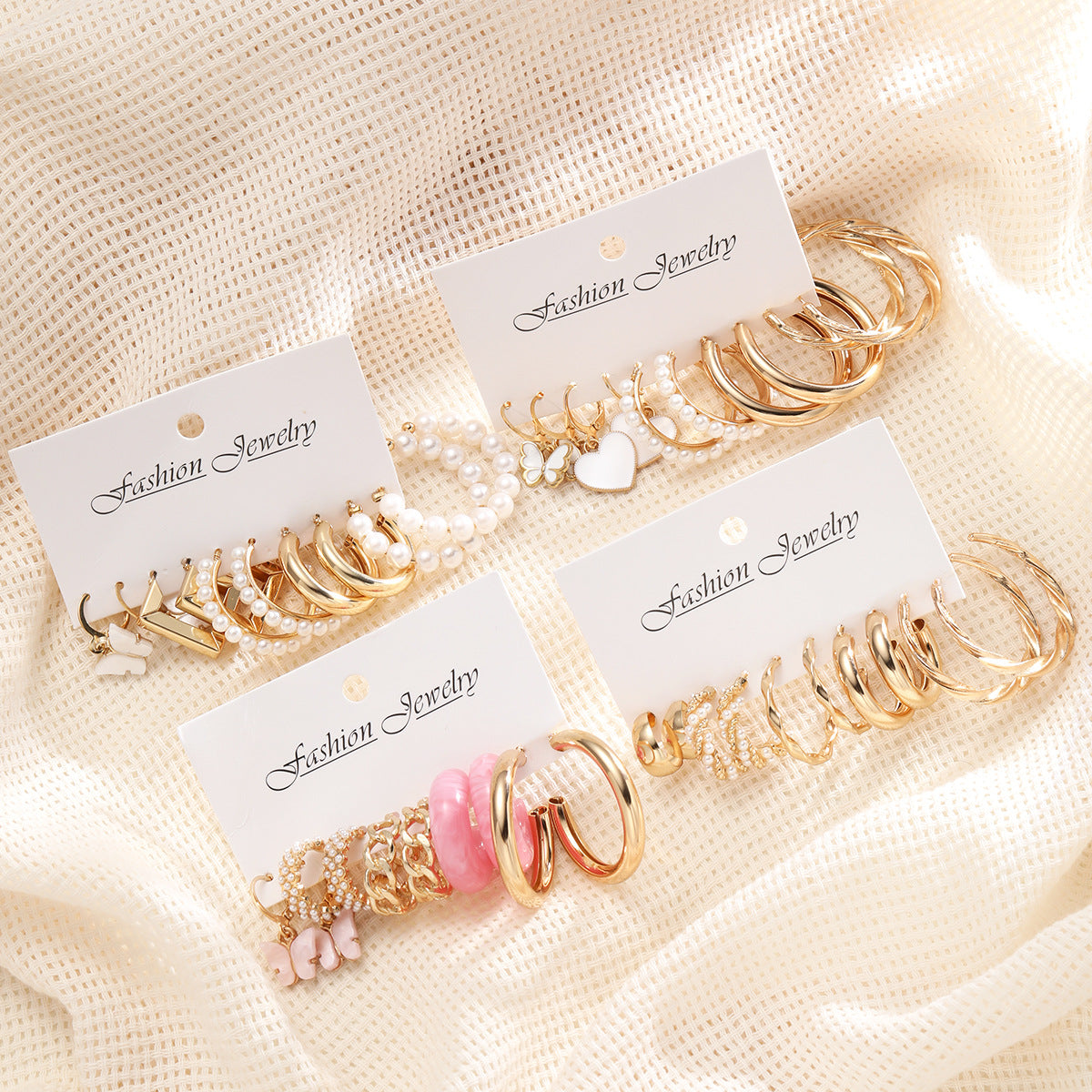 Butterfly Pearl Resin Earrings 20-Piece Set