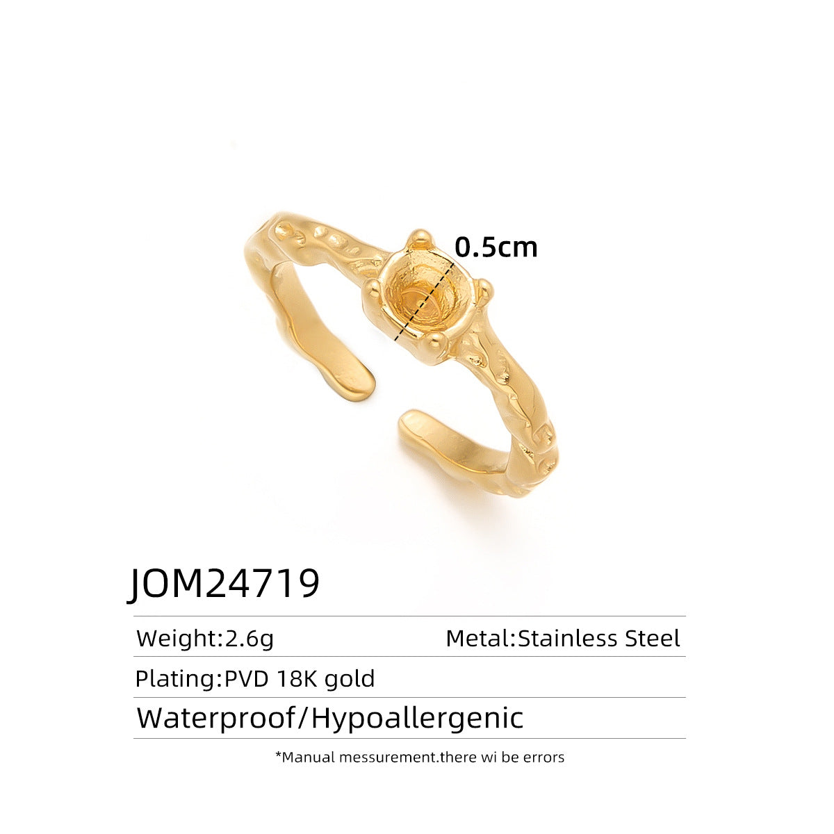 18K Gold Titanium Steel Open-Ring Necklace — Women's Minimal Irregular Style