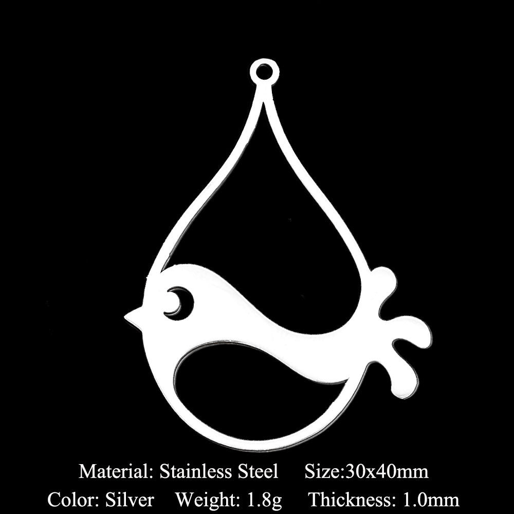 5 pcs/pack mushroom water drop stainless steel pendant