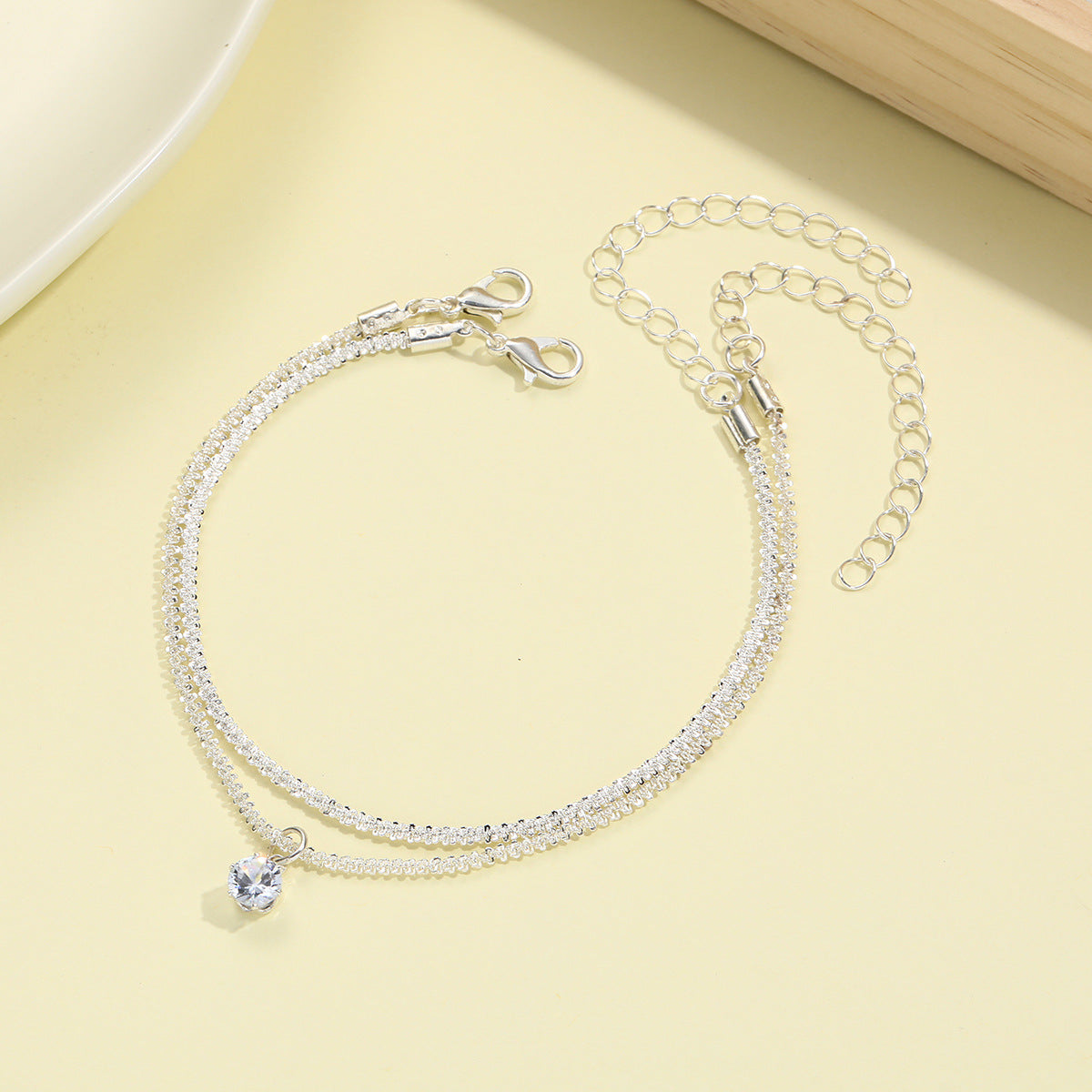 Sparkling Zircon Anklet Set (2 pcs)