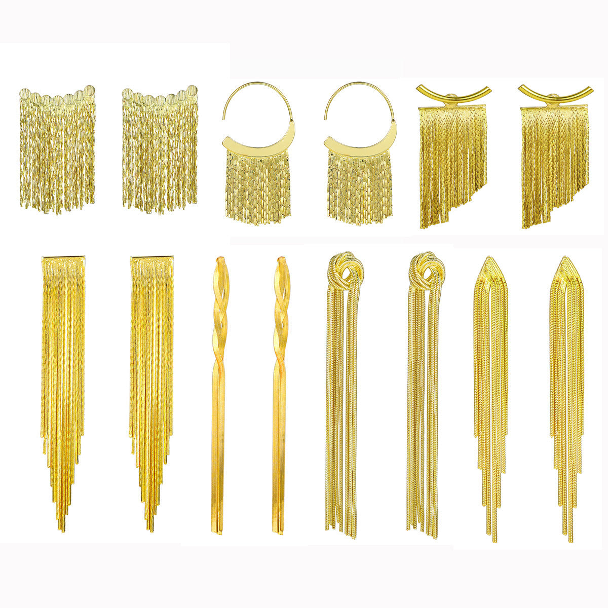 Geometric Fringe Chain Earrings