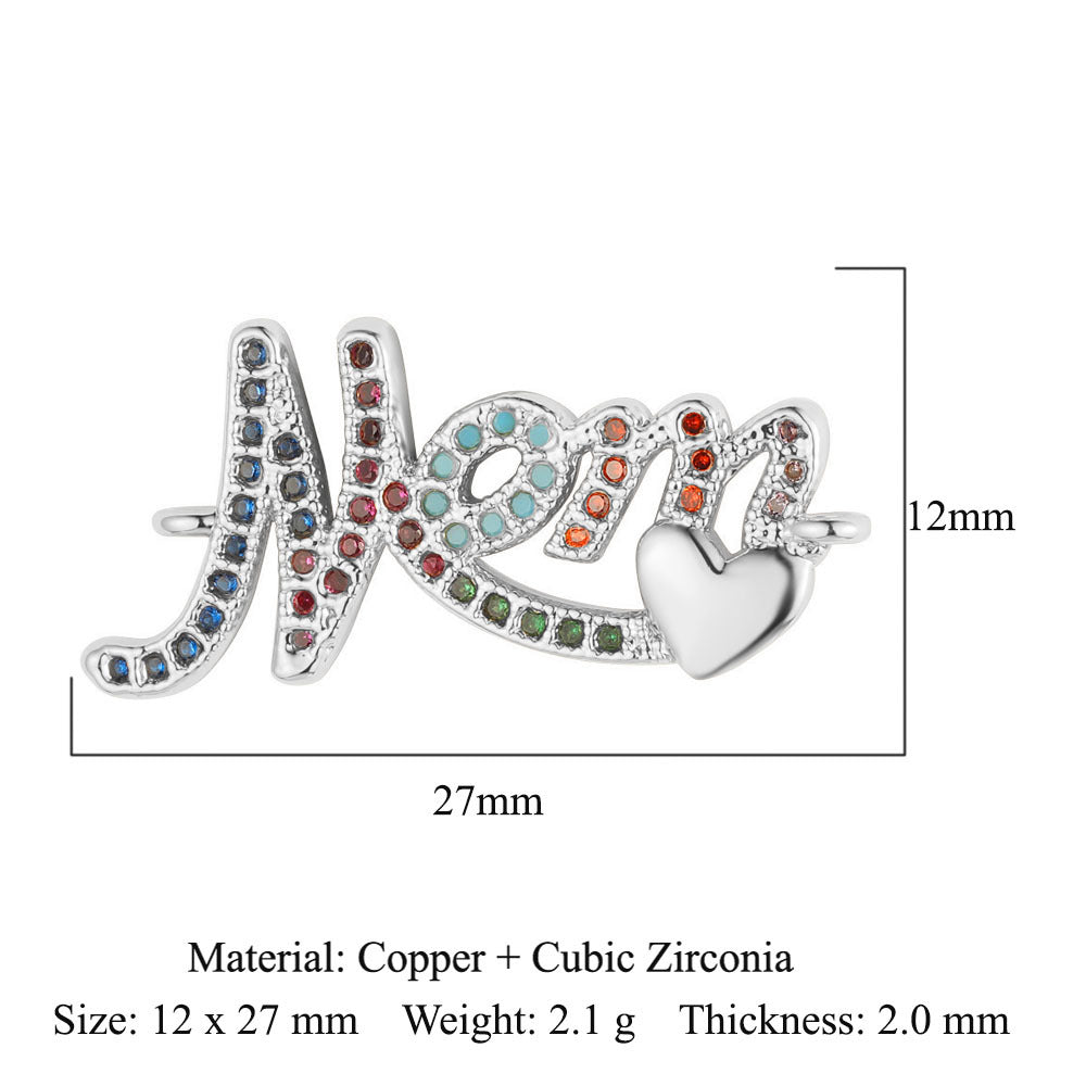 Bead butterfly copper zircon double hole accessories family pendant