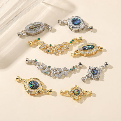 18K real gold leaf shell copper zircon detachable connecting buckle