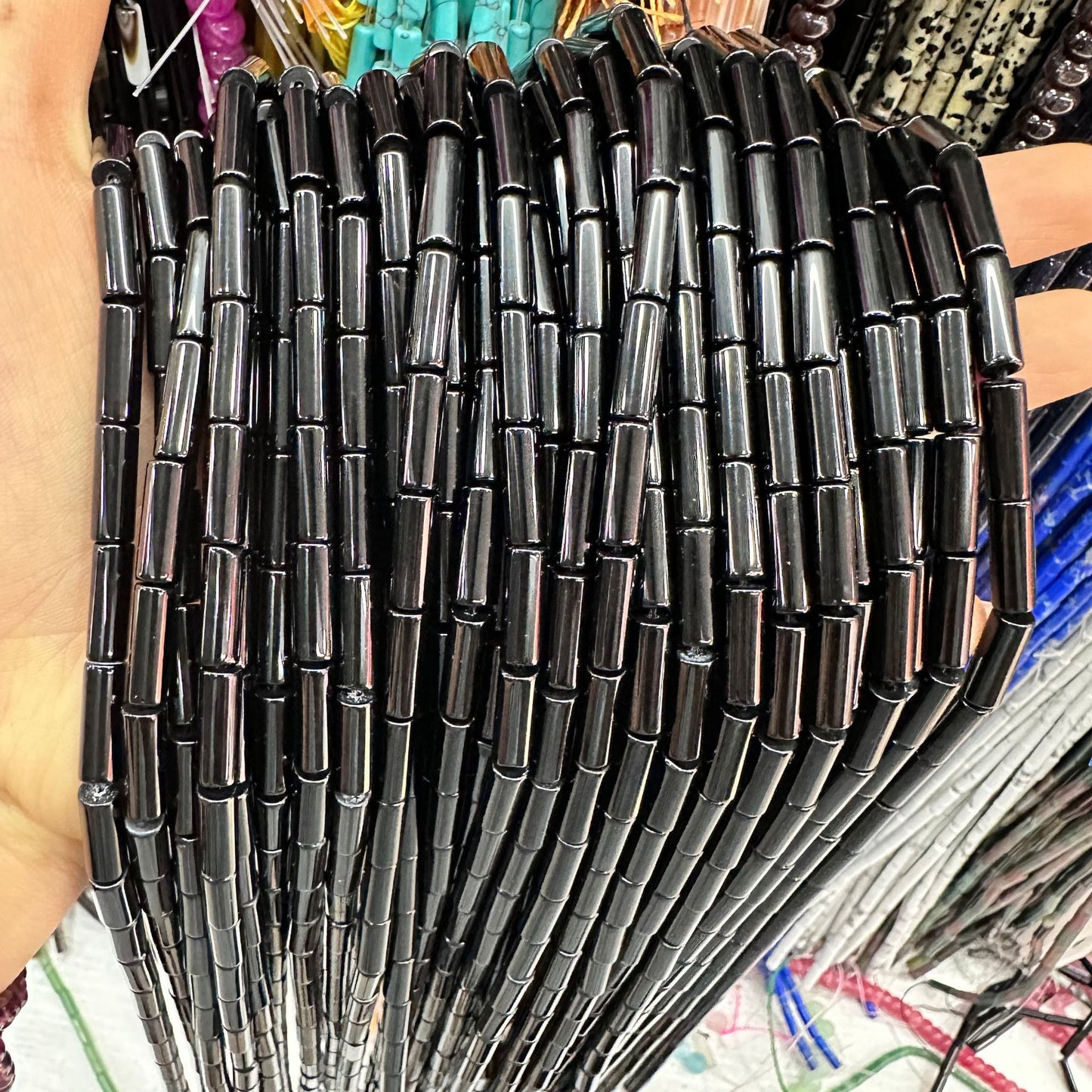 4*13MM natural stone crystal cylindrical spacer beads