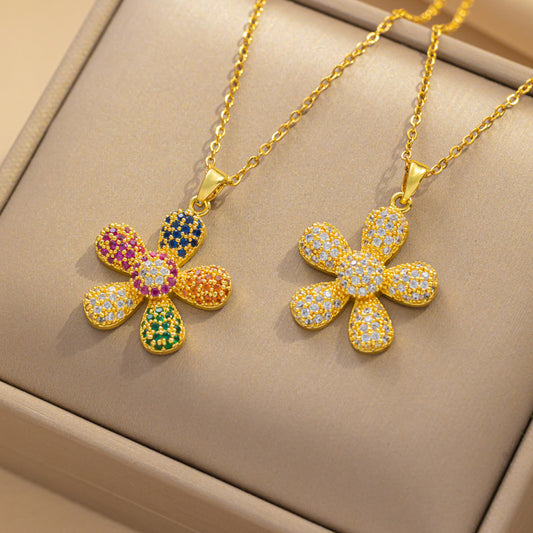 Collar con colgante de girasol Vintage Hip-Hop al por mayor 
