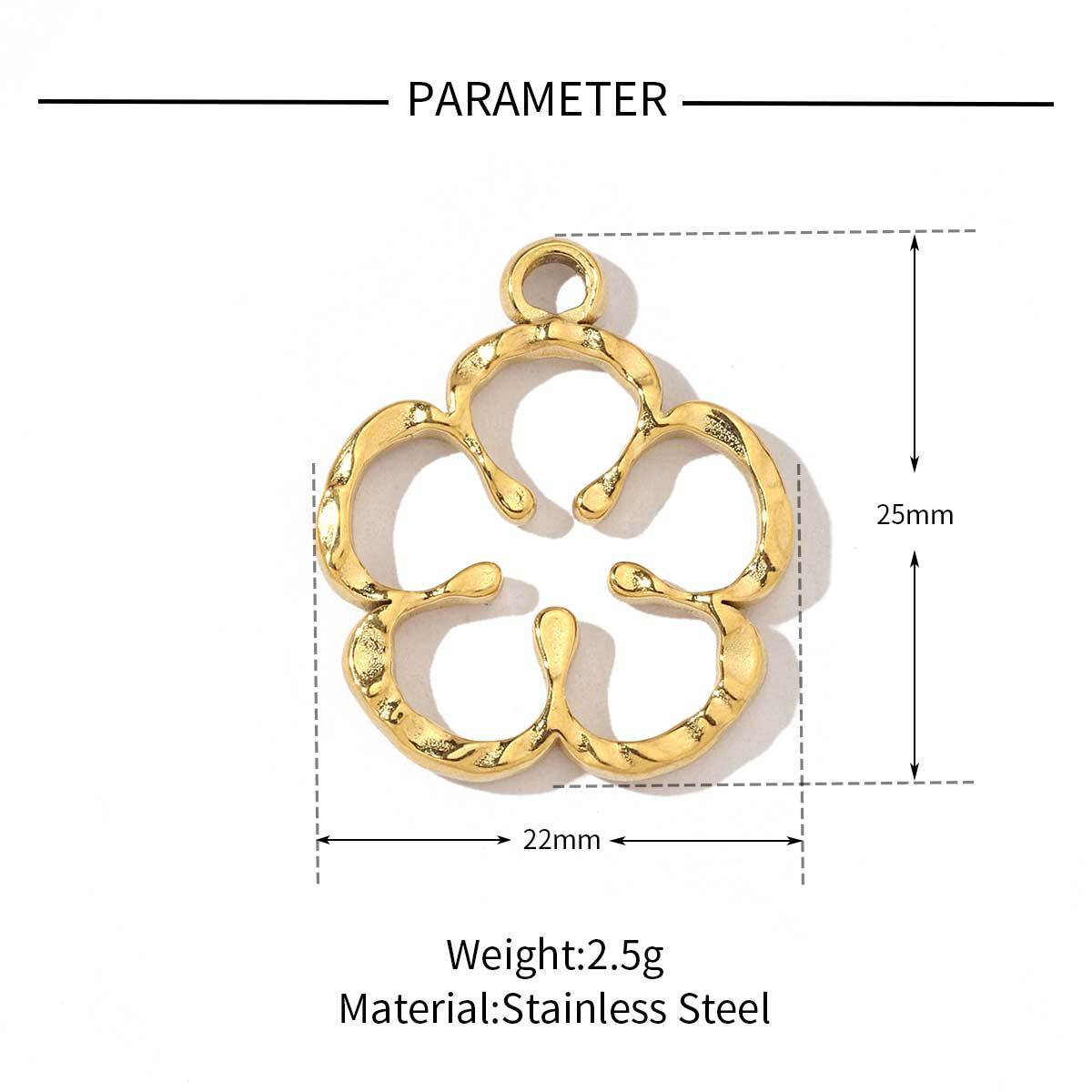 French flower four-leaf clover stainless steel pendant