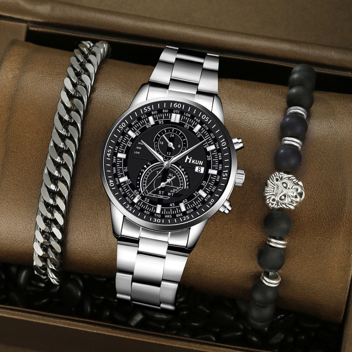 Alloy Watch Crown Beaded Turquoise Set