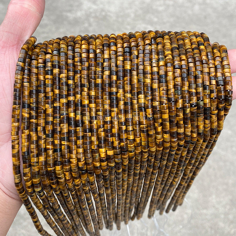 4 * 2 natural yellow tiger eye stone beads