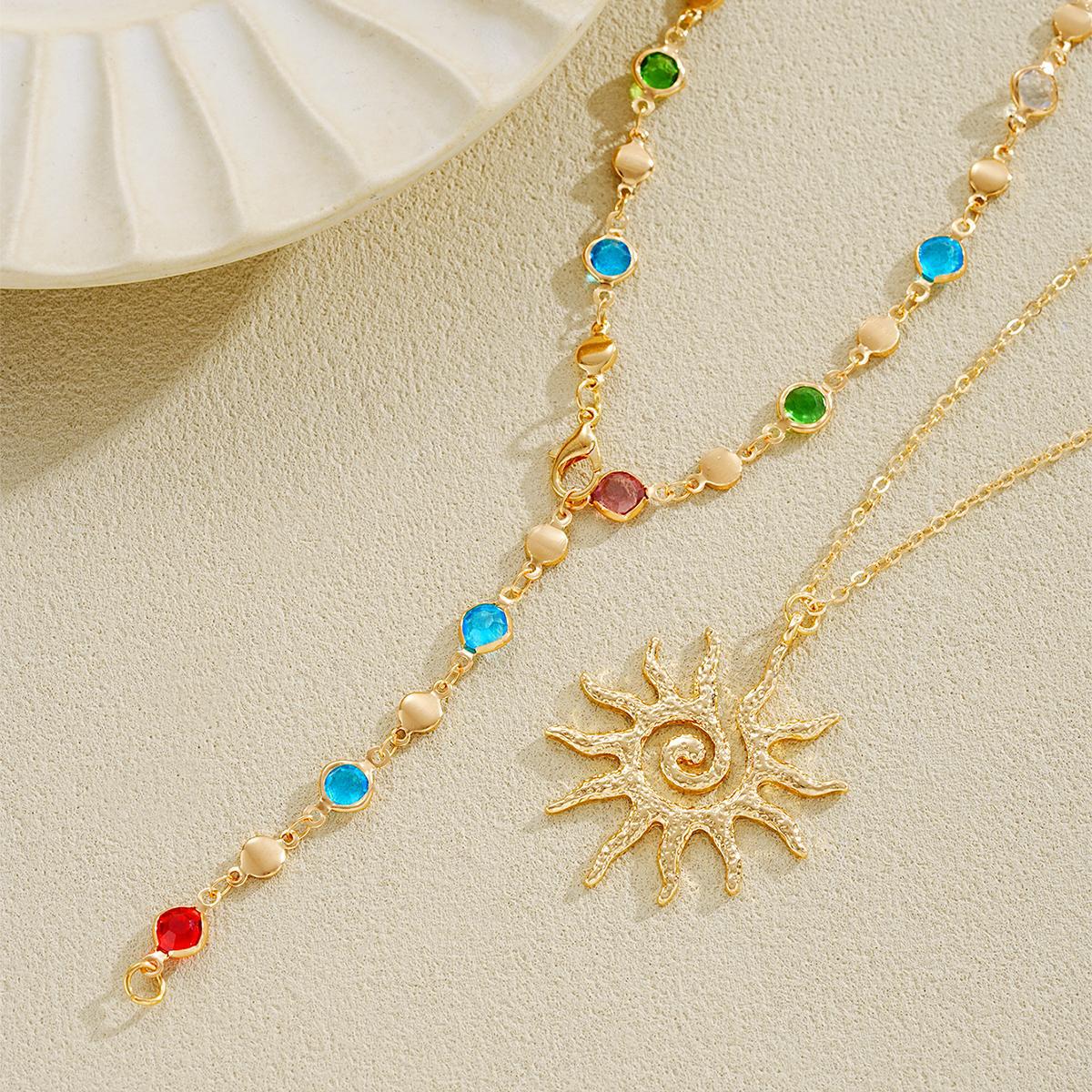 Sun Pendant Tassel Necklace