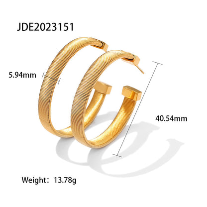 Stainless Steel C-Shaped Hoop Earrings