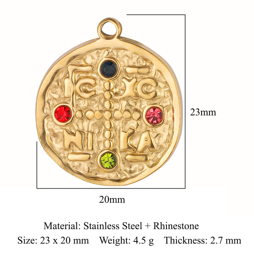 Colgante de acero de titanio con forma de tótem facial, accesorios de acero inoxidable con doble orificio 