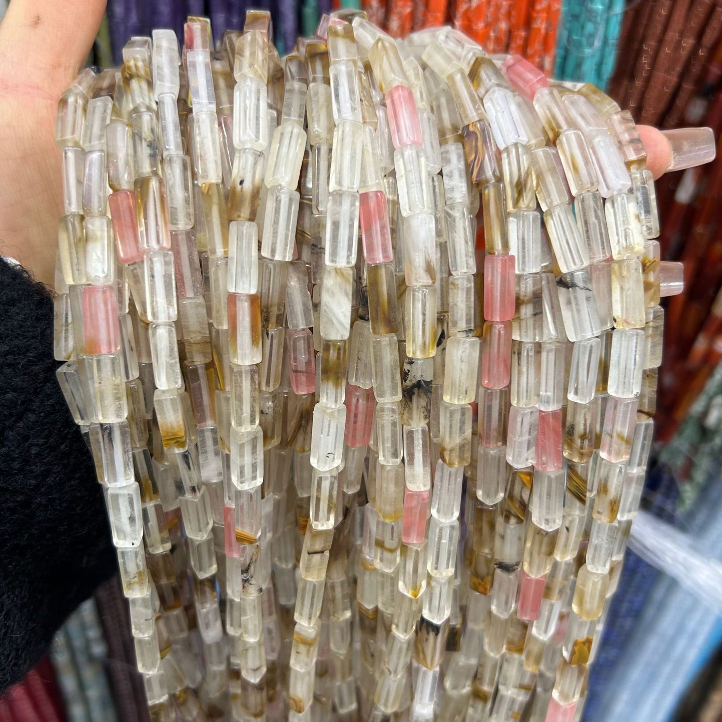 4*13mm long crystal agate cube special shaped beads