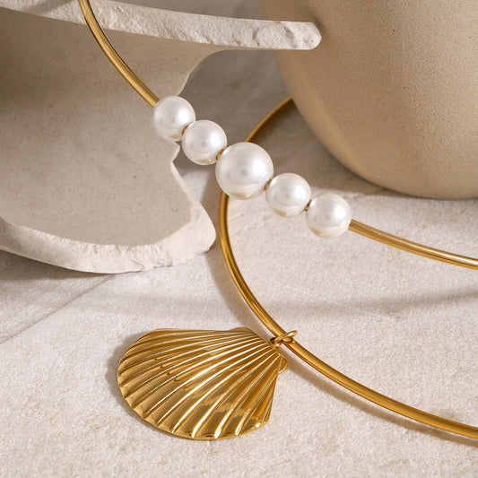 Collar de acero de titanio perlado premium 