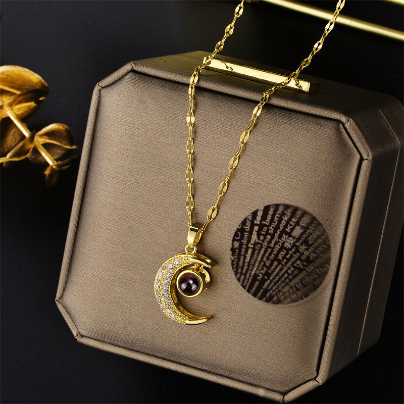 Collar de proyección de luna "Te amo" para mujer 