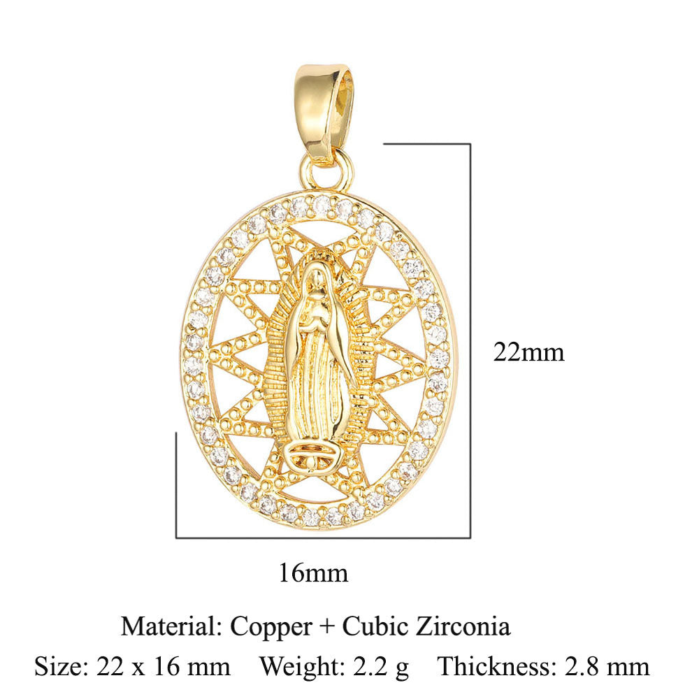 Copper zircon Virgin Mary pendant pendant