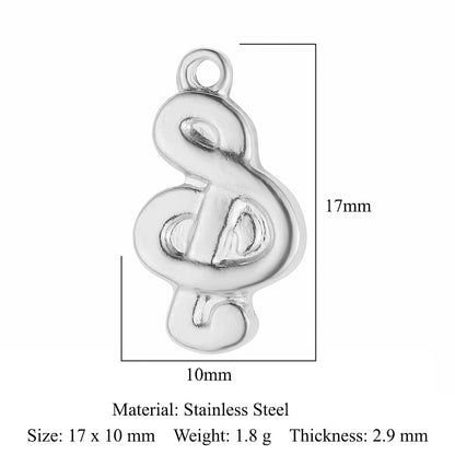 5 pcs/pack leaf wing bow stainless steel pendant