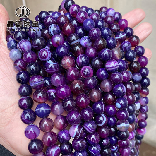 Dream purple striped agate loose beads