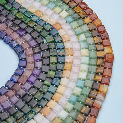 Contas de cristal em formato quadrado, contas soltas 