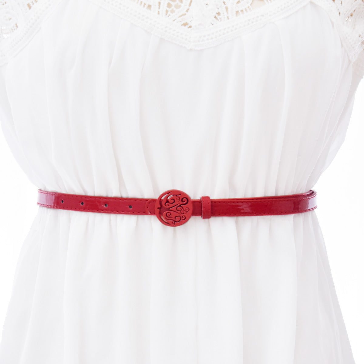 Elastic waist bright red belt