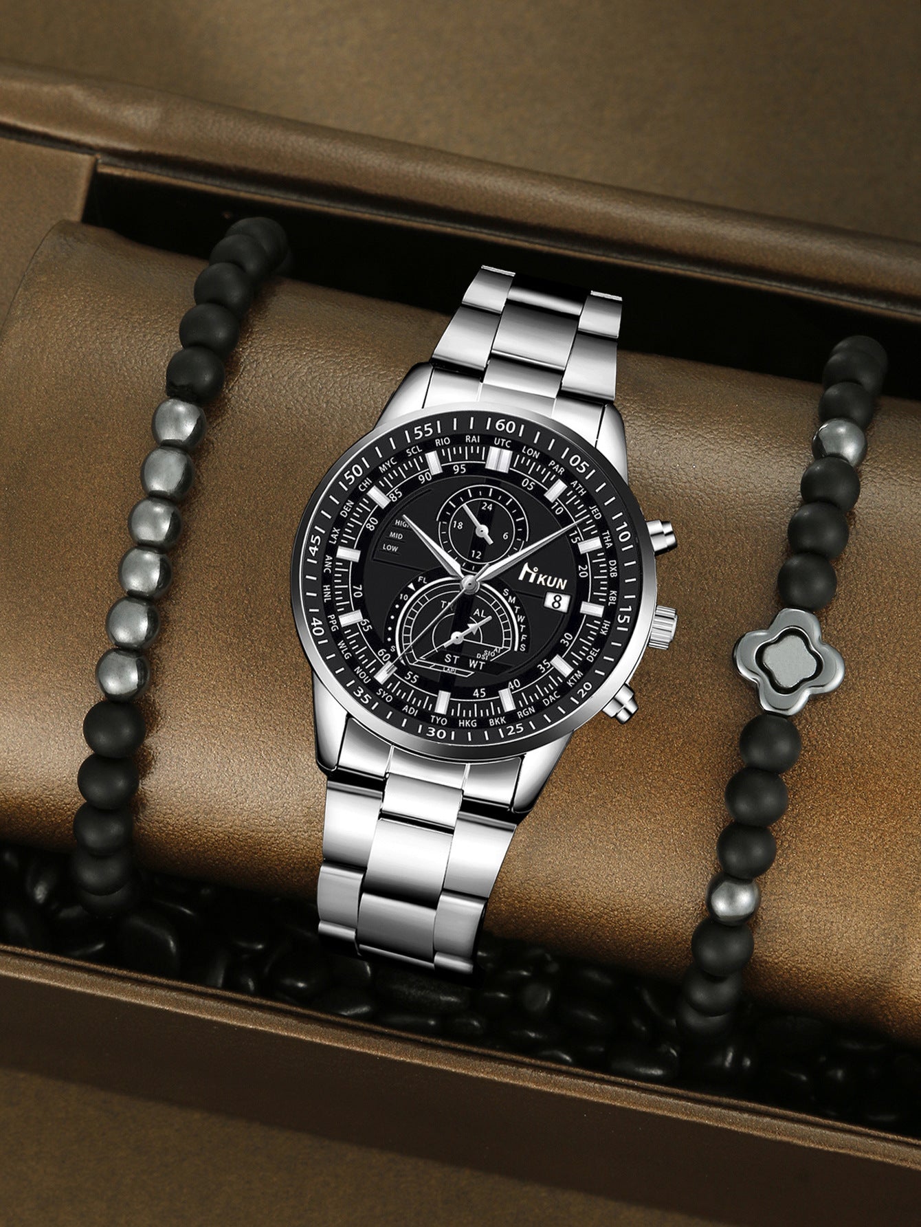 Alloy Watch Crown Beaded Turquoise Set