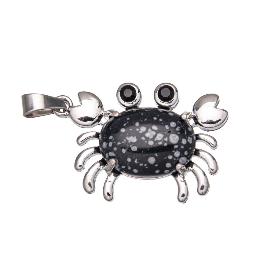 Colgante de cristal ovalado de ágata de cangrejo 