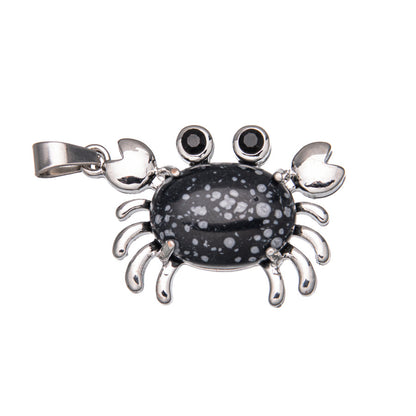 Colgante de cristal ovalado de ágata de cangrejo 