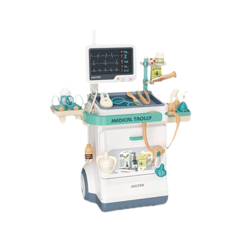 Children's Simulation Medical ECG Table Vacuum Cleaner Cleaning Cart Pretend Play Supermarket Shopping Counter Toy