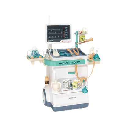 Children's Simulation Medical ECG Table Vacuum Cleaner Cleaning Cart Pretend Play Supermarket Shopping Counter Toy