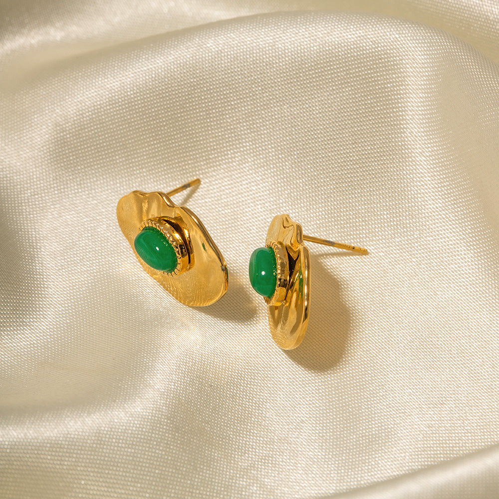 Geometric Emerald Earrings