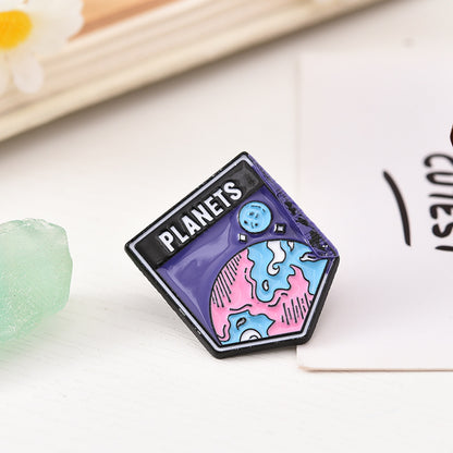 Astronaut Earth Rocket Brooch