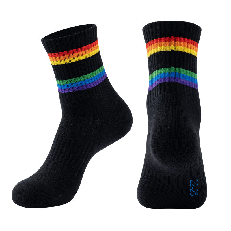 Thick Terry Rainbow Badminton Socks