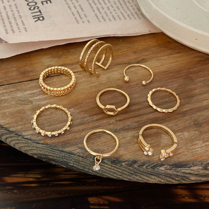 Hexagonal creative ring set 8 pieces