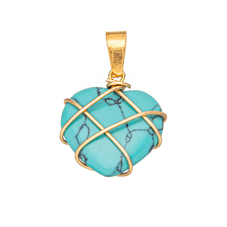 Crystal Agate Gemstone Silk Heart Pendant