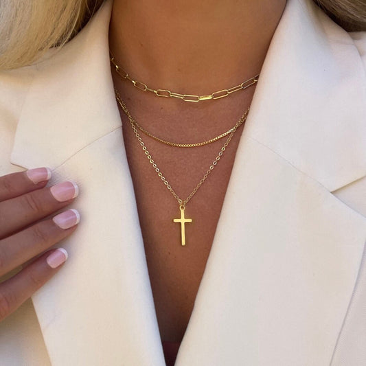 Cross Pendant Layered Necklace