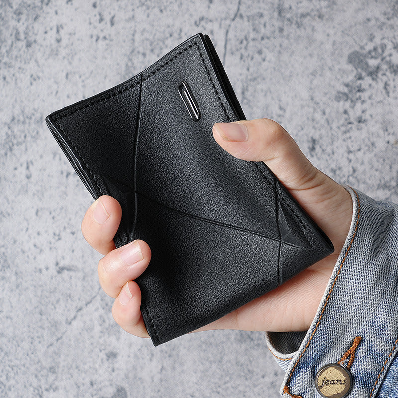 Horizontal soft leather clip wallet