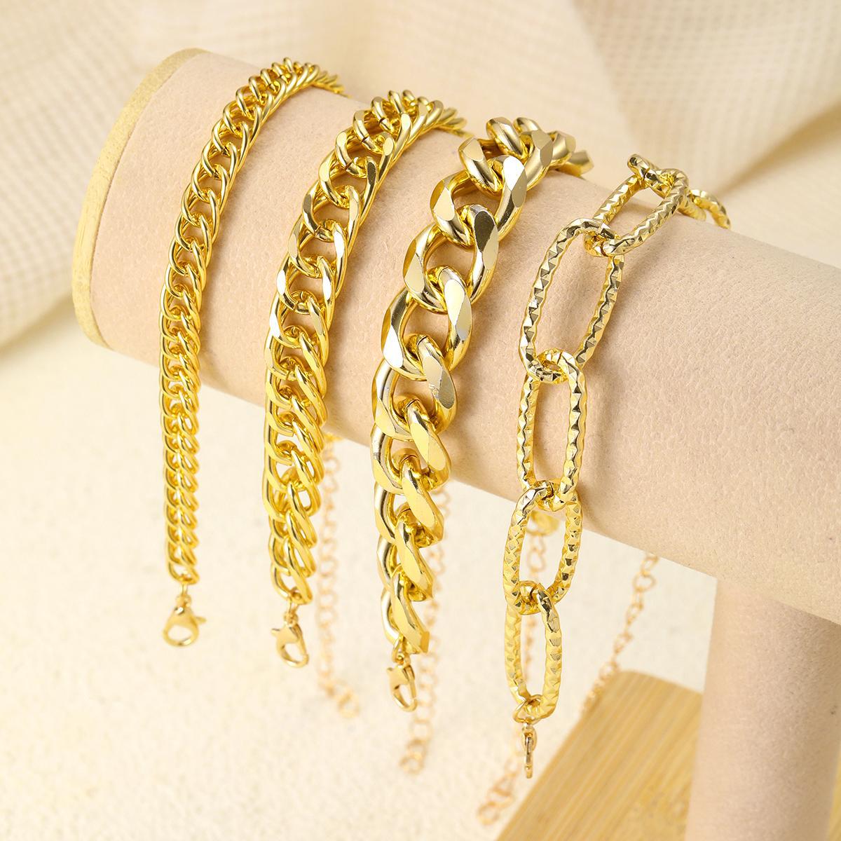 4-Piece Multi-Layer Thick Chain Bracelet Set