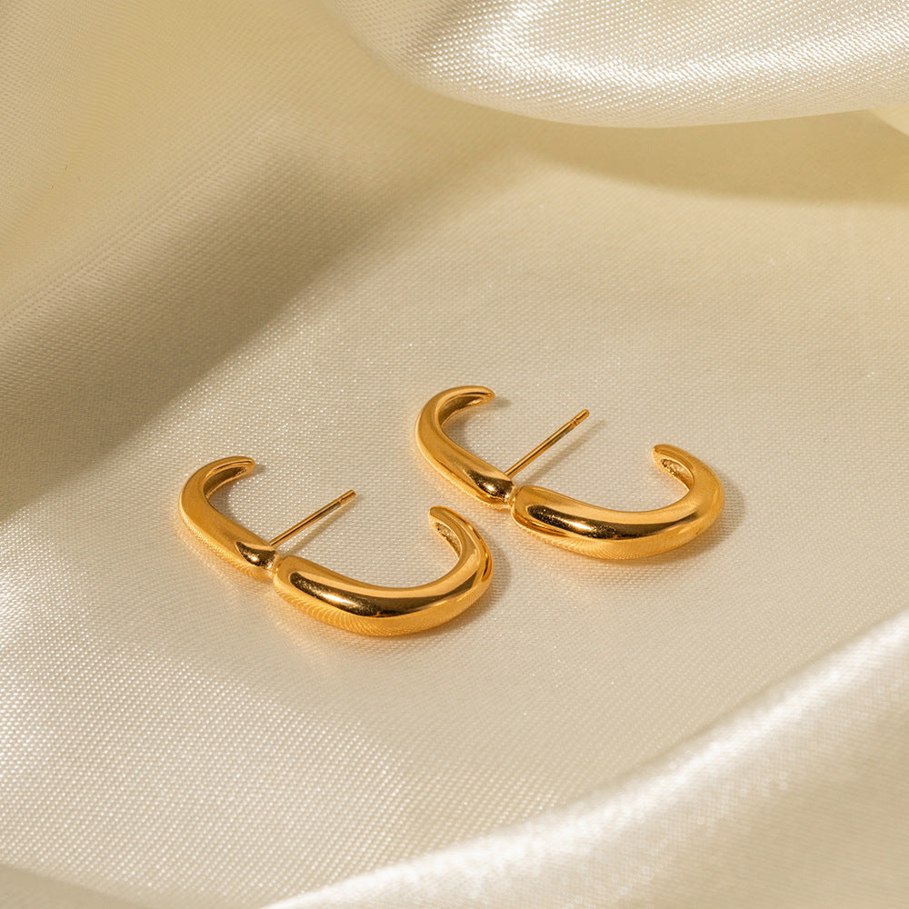 Geometric three-dimensional curve earrings