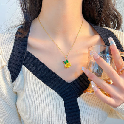 Colorful zircon rabbit necklace