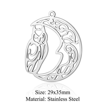 Colgante de acero de titanio con forma de elefante, lobo, tortuga, león y oso, 5 unidades por bolsa 