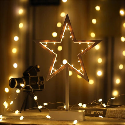 Heart Moon Table Lamp LED Night Light Pentagram Table Lamp